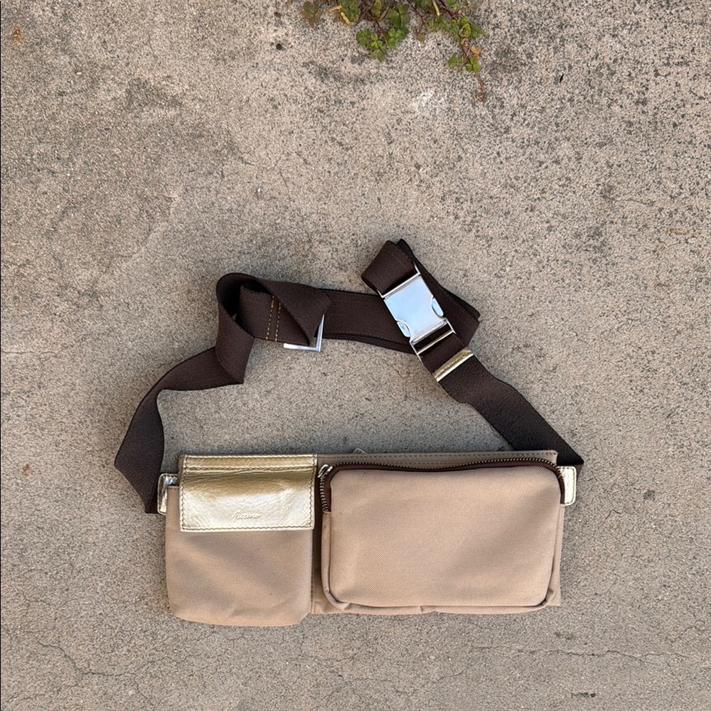 Tan, Brown and Gold Fanny Pack Clasp